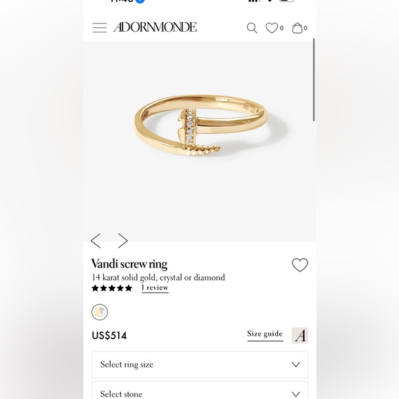 Adornmonde white gold ring size 6 - Picture 4 of 4